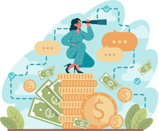 Girl looking for financial vision  Illustration