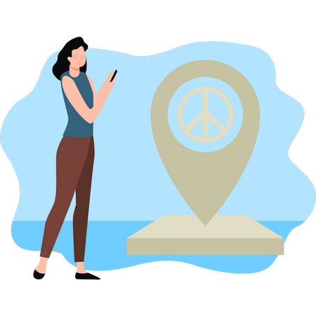 Girl looking for place of peace  イラスト