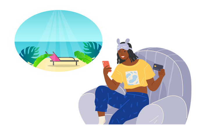 Girl looking for resort on travel  Illustration