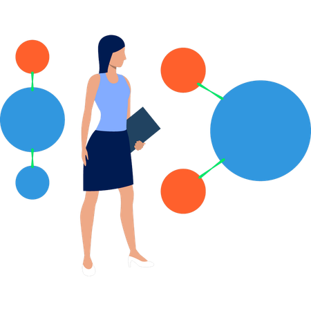 Girl looking hydrogen atom  Illustration