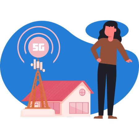 Girl  looking internet service  Illustration
