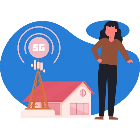 Girl  looking internet service  Illustration