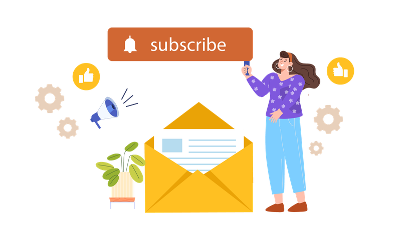 Girl looking mail subscribe  Illustration