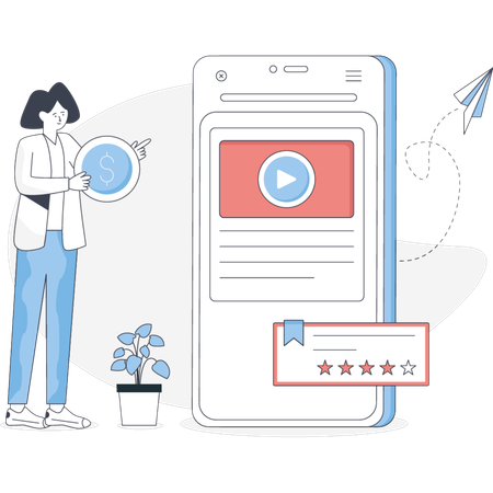 Girl Looking Marketing Rating  Illustration