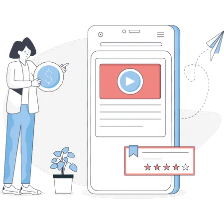 Girl Looking Marketing Rating  Illustration