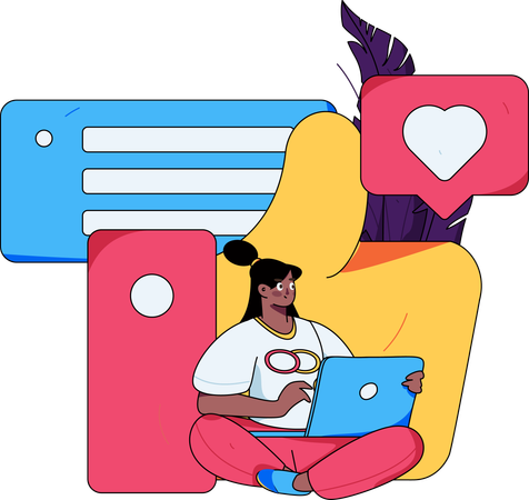 Girl looking online like using laptop  Illustration