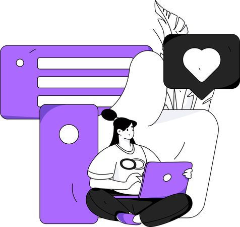 Girl looking online like using laptop  Illustration