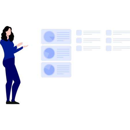 Girl looking pie chart  Illustration