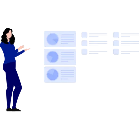 Girl looking pie chart  Illustration