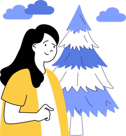 Girl looking plam tree  Illustration