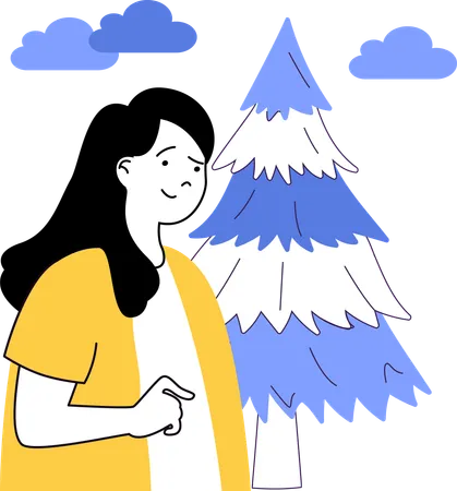 Girl looking plam tree  Illustration