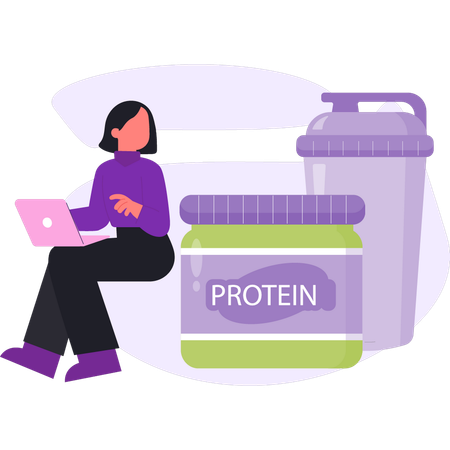 Girl looking protein shake  Illustration