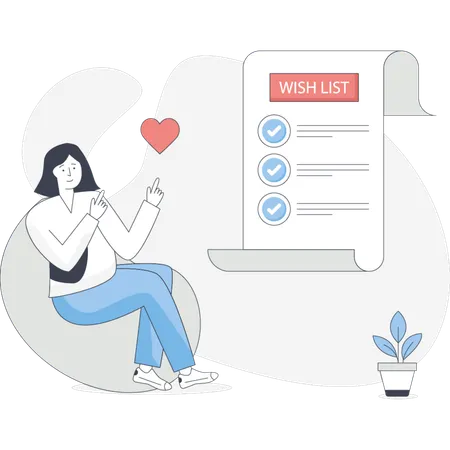 Girl  looking shopping wishlist  Illustration