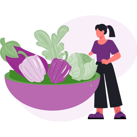 Girl  looking vegetable  Illustration