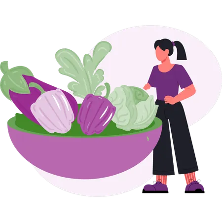 Girl  looking vegetable  Illustration