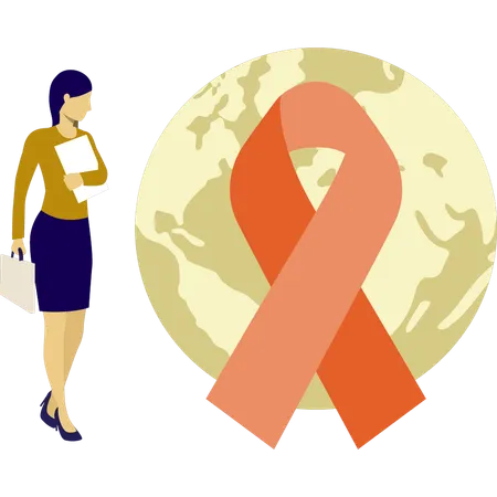 Girl looking world aids day  Illustration