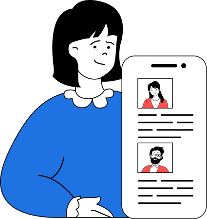 Girl looks at candidates profile  Illustration