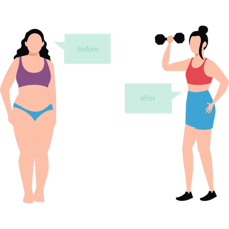 Girl lose weight after exercise  Illustration