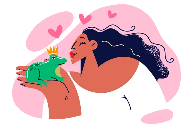 Girl love frog  Illustration