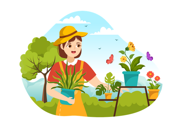 Girl loved gardening  Illustration