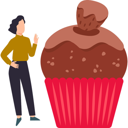 Girl loves chocolate cupcake  Illustration