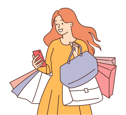 Girl loves doing shopping  Illustration