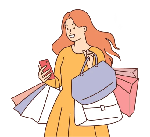 Girl loves doing shopping  Illustration