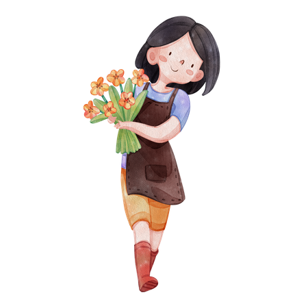 Girl loves flowering Illustration