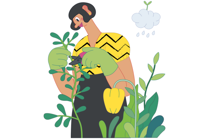 Girl loves gardening Illustration