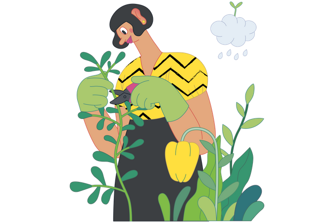 Girl loves gardening  Illustration