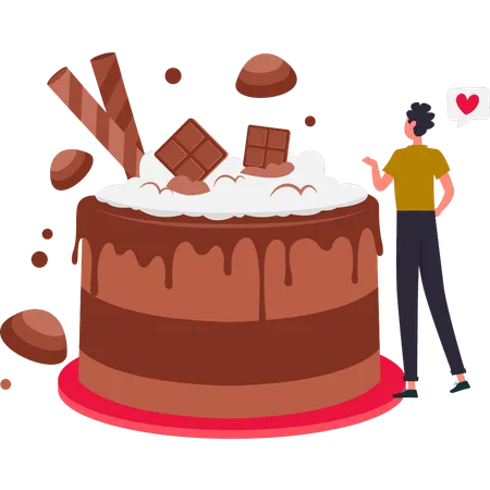 Girl loves to eat chocolate cake  Illustration