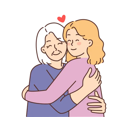 Girl loving grandmother  Illustration