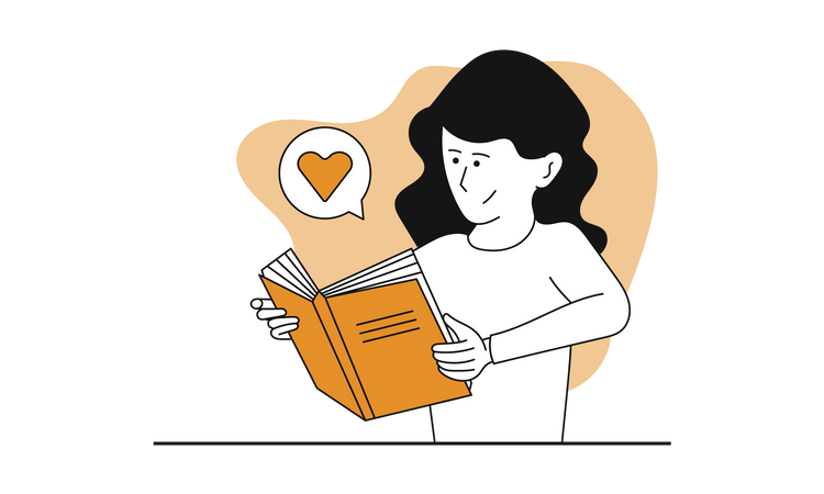 Girl loving to reading book  Illustration