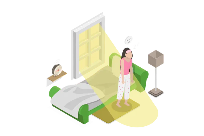 3 D Isometric Flat Vector Conceptual Illustration Of Start Of Day Low Energy In The Morning Illustration
