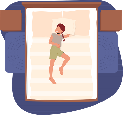Girl lying in relaxed pose on back  Illustration