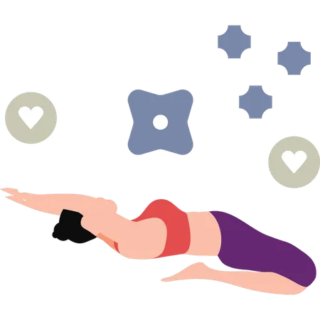 Girl Lying In Yoga Pose  Illustration
