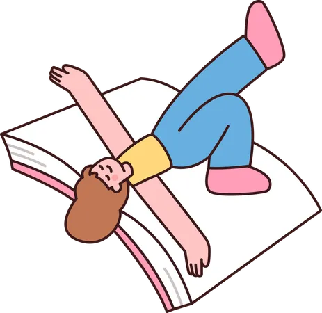 Girl lying on Book  Illustration