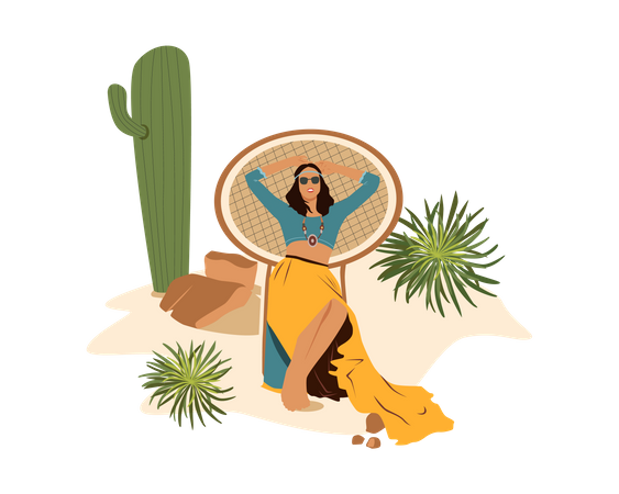 Girl lying on chair  Illustration