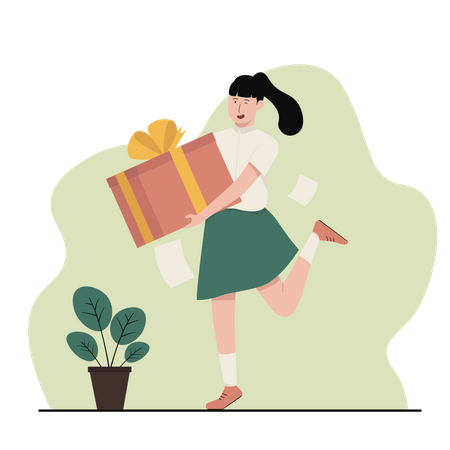Girl made gift for teacher  Illustration