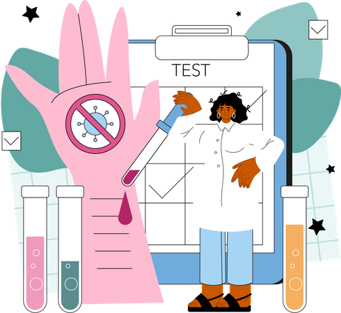 Girl making blood test report  イラスト