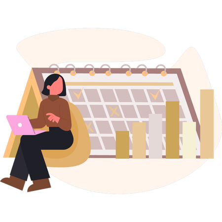 Girl making business calendar  Illustration