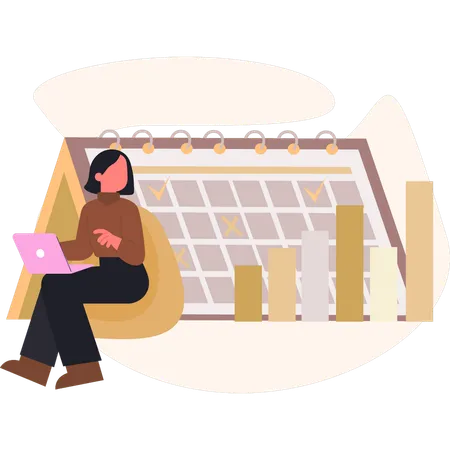 Girl making business calendar  Illustration