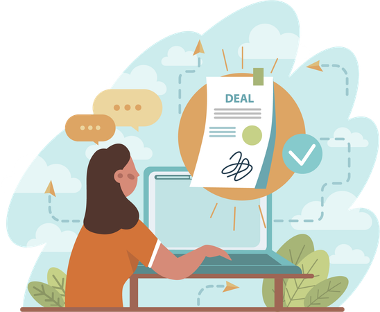 Girl making business deal  Illustration