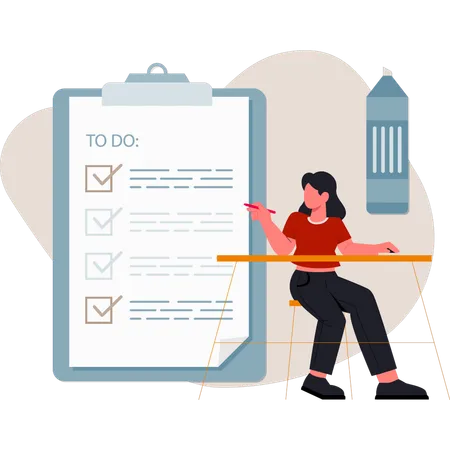 Girl making business list  Illustration