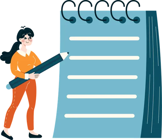 Girl making business plan list  Illustration