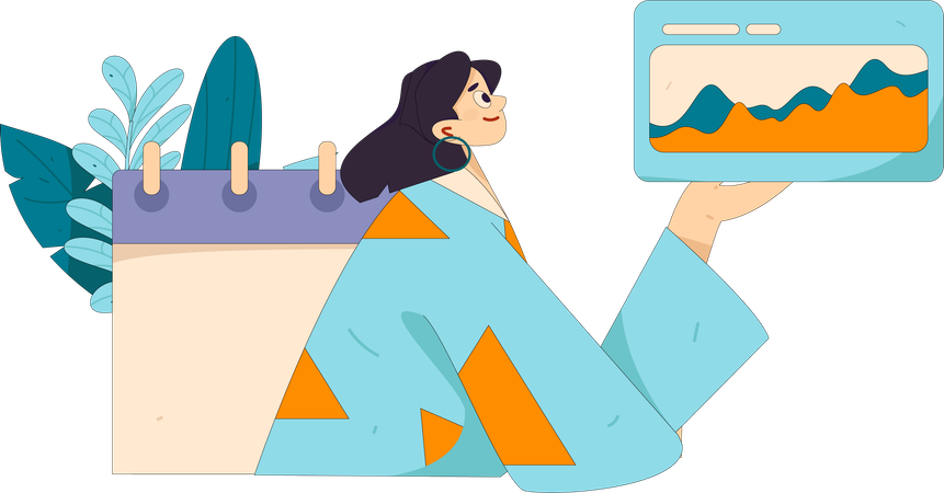 Girl making business schedule  Illustration