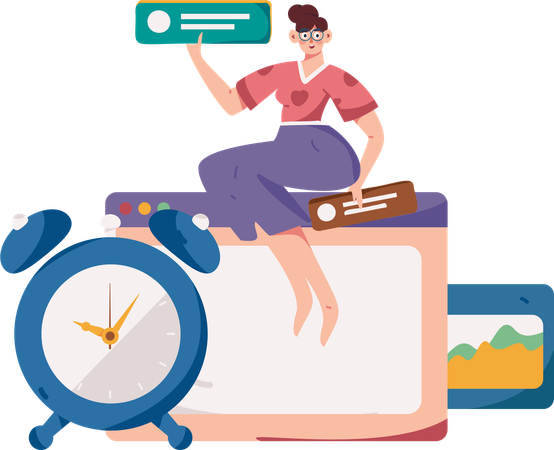 Girl making business task  Illustration