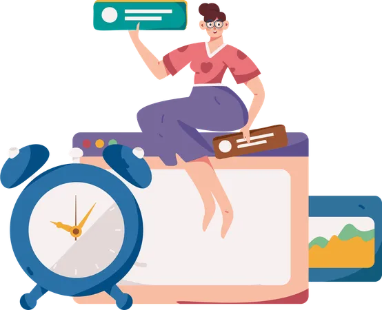 Girl making business task  Illustration