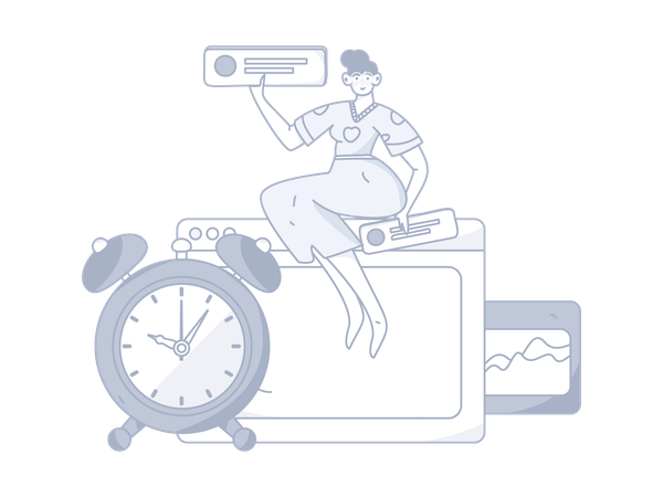 Girl making business task  Illustration