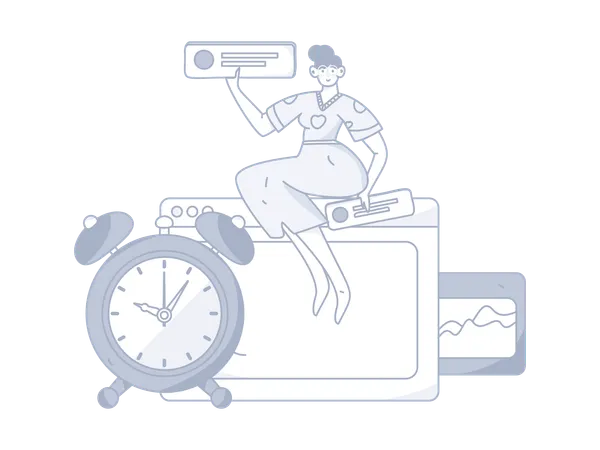 Girl making business task  Illustration